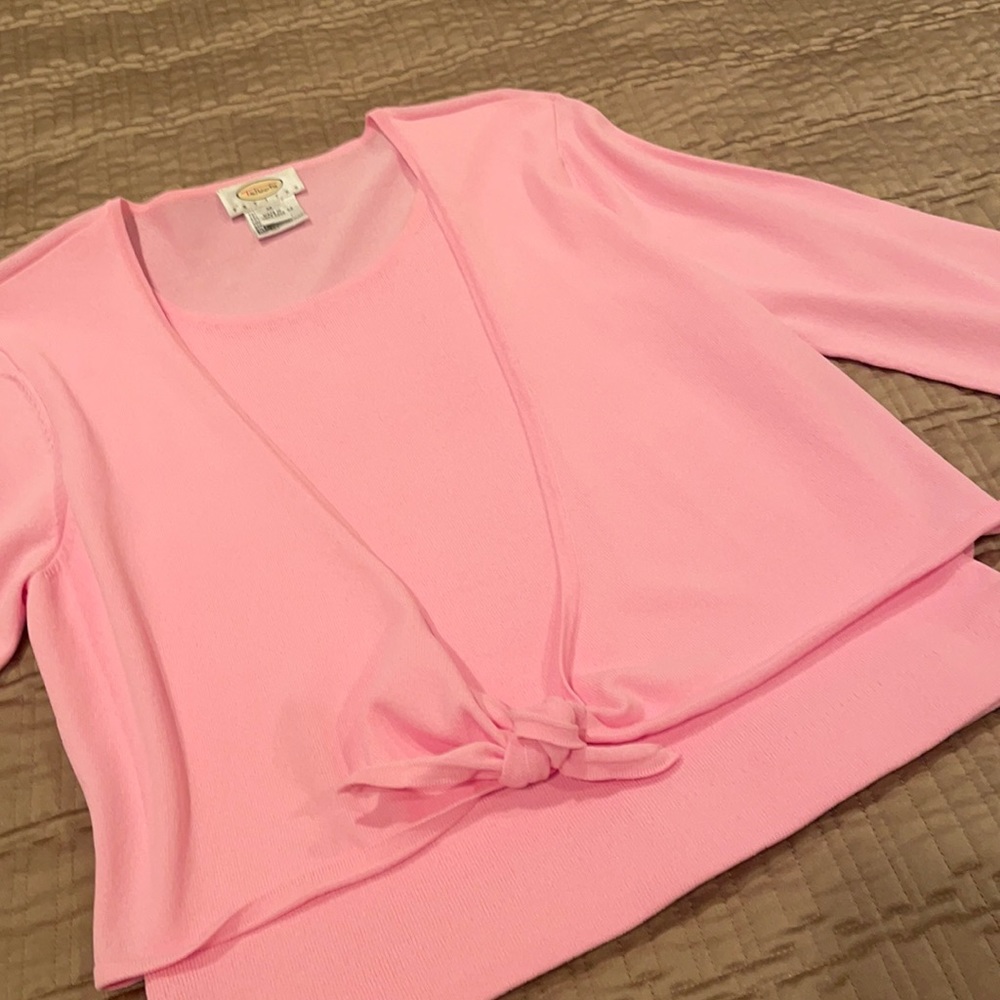Talbots sweater set, pink, viscose blend, MP